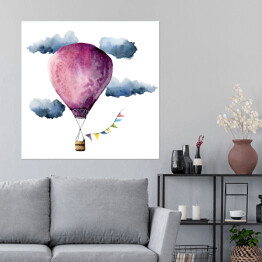 Plakat samoprzylepny Fioletowy balon na gorące powietrze