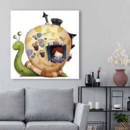 Obraz na płótnie Dziecko z domem i ślimakiem