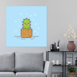 Uśmiechnięty kaktus w doniczce - ilustracja