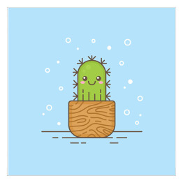 Uśmiechnięty kaktus w doniczce - ilustracja