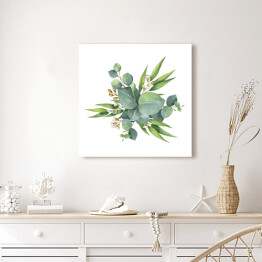 Obraz na płótnie Bukiet z zielonych liści eukaliptusa - akwarela