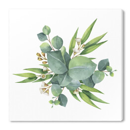 Obraz na płótnie Bukiet z zielonych liści eukaliptusa - akwarela