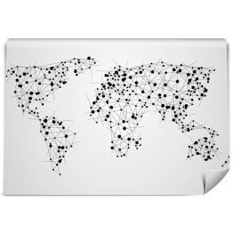 Fototapeta samoprzylepna Mapa świata z kreskami i kropkami