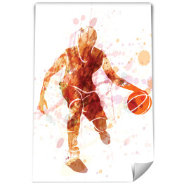 Sylwetka gracza koszykówki - ilustracja w czerwonym kolorze