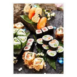 Plakat samoprzylepny Japoński zestaw sushi