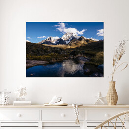 Plakat Rzeka w Cordillera Vilcanota ze szczytem Ausangate, Peru, Ameryka Południowa