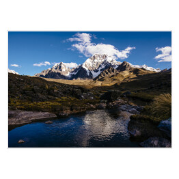Plakat Rzeka w Cordillera Vilcanota ze szczytem Ausangate, Peru, Ameryka Południowa