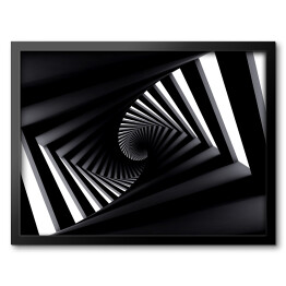 Obraz w ramie Ciemny skręcony spiralny korytarz 