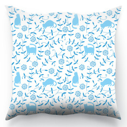 Poduszka Niebieskie koty w kwiatach