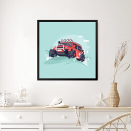 Obraz w ramie Samochód typu SUV w śniegu
