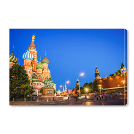 Obraz na płótnie Katedra św. Bazyla na Placu Czerwonym w Moskwie w nocy