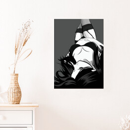 Plakat samoprzylepny Seksowna dziewczyna w czarnej bieliźnie - ilustracja