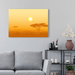 Obraz na płótnie Afrykański krajobraz z sylwetkami drzew