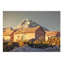 Plakat samoprzylepny Domy w Parku Narodowym Sajama, Boliwia