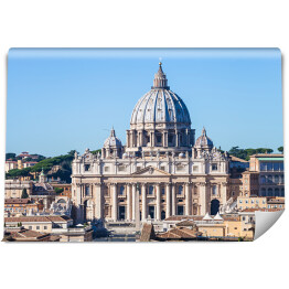 Fototapeta Papieska Bazylika Świętego Piotra i plac w Watykanie w słoneczny dzień
