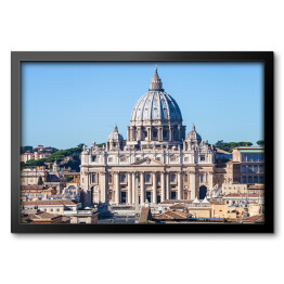 Obraz w ramie Papieska Bazylika Świętego Piotra i plac w Watykanie w słoneczny dzień