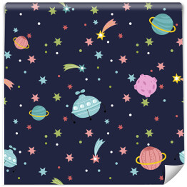 Tapeta samoprzylepna w rolce Kolorowe ufo, kolorowe gwiazdy, świecące komety, księżyc