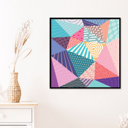 Plakat w ramie Mozaika z kolorowych wzorzystych elementów