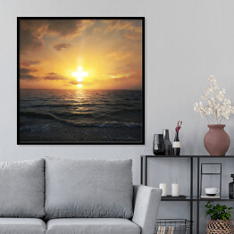 Plakat w ramie Zachód słońca nad morzem