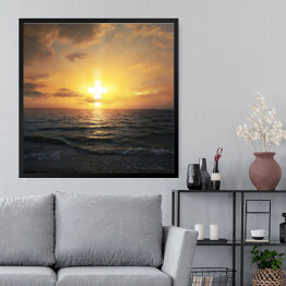 Obraz w ramie Zachód słońca nad morzem
