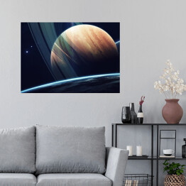 Plakat samoprzylepny Planeta gigant gazowy. Piękno głębokiej przestrzeni. Miliardy galaktyk we wszechświecie. Elementy tego obrazu dostarczone przez NASA