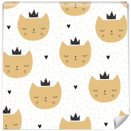 Tapeta winylowa zmywalna w rolce Złote koty księżniczki w czarnych koronach