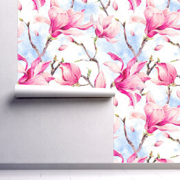 Akwarelaowy kwiatowy wzór z magnolii