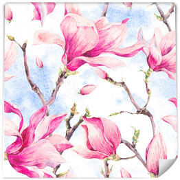 Akwarelaowy kwiatowy wzór z magnolii