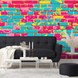 Fototapeta samoprzylepna Kolorowa ściana z cegieł - tekstura