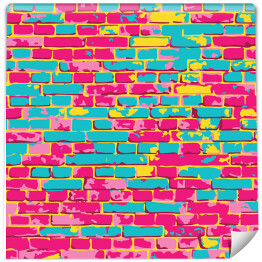 Fototapeta Kolorowa ściana z cegieł - tekstura