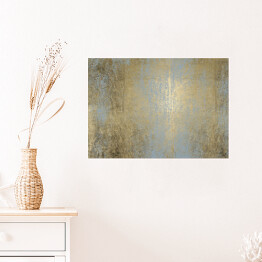 Plakat samoprzylepny Stylowa złota ściana z szarymi pionowymi przetarciami