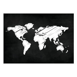 Mapa świata malowana kredą na czarnym tle