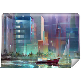 Fototapeta winylowa zmywalna Futurystyczny rysunek krajobrazu miasta