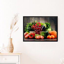 Obraz w ramie Kompozycja z różnorodnych świeżych warzyw i owoców