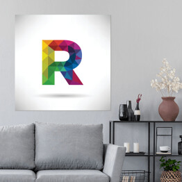 Plakat samoprzylepny Geometryczna kolorowa litera R unosząca się w przestrzeni