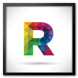 Obraz w ramie Geometryczna kolorowa litera R unosząca się w przestrzeni