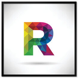 Geometryczna kolorowa litera R unosząca się w przestrzeni