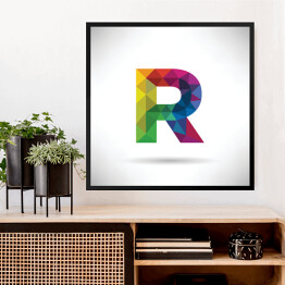 Obraz w ramie Geometryczna kolorowa litera R unosząca się w przestrzeni