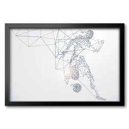 Obraz w ramie Człowiek grający w piłkę nożną - linie