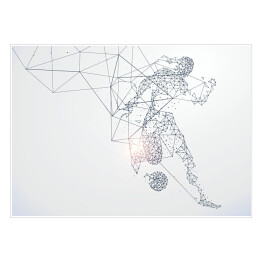 Plakat samoprzylepny Człowiek grający w piłkę nożną - linie
