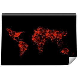 Mapa świata z czarwonych kropek na czarnym tle