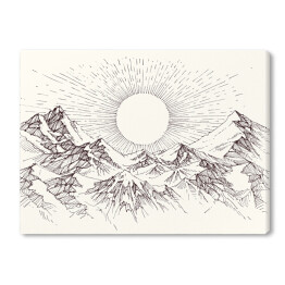 Obraz na płótnie Słońce wschodzi nad górami
