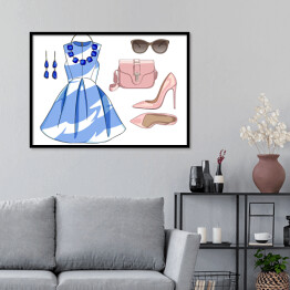 Plakat w ramie Modny zestaw dla kobiety - wiosenny strój