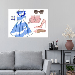 Plakat samoprzylepny Modny zestaw dla kobiety - wiosenny strój