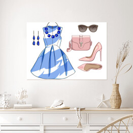 Plakat samoprzylepny Modny zestaw dla kobiety - wiosenny strój