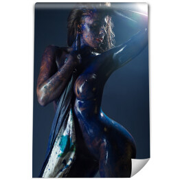 Fototapeta winylowa zmywalna Naga kobieta w kolorowej farbie