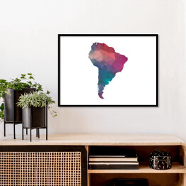 Plakat w ramie Kolorowa mapa Ameryki Południowej na białym tle