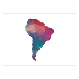 Plakat samoprzylepny Kolorowa mapa Ameryki Południowej na białym tle