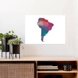 Plakat Kolorowa mapa Ameryki Południowej na białym tle