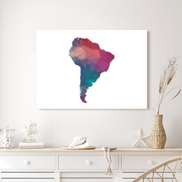 Obraz na płótnie Kolorowa mapa Ameryki Południowej na białym tle